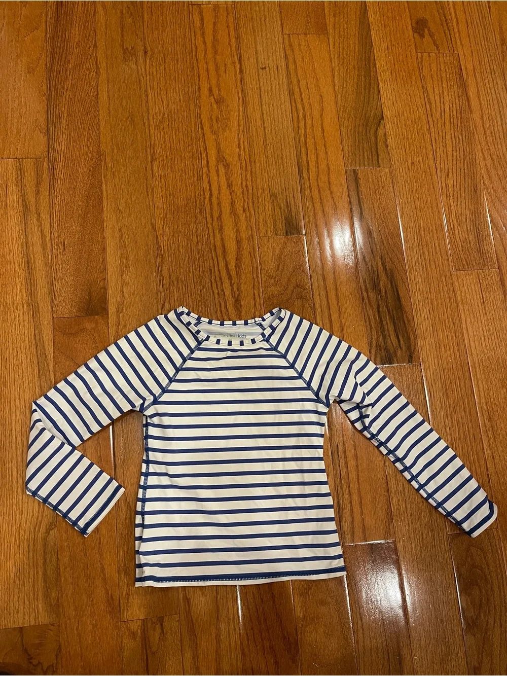 Garnet Hill Kids White Navy Blue Stripe Swim Rashguard Size 05